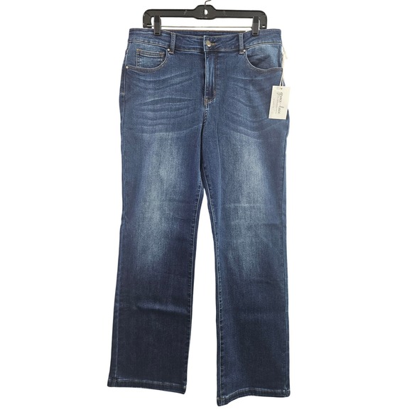 Grace & Lace Denim - Grace and Lace Jeans Women 16 Blue Solid Straight Leg‎ Stretch Denim Dark Wash